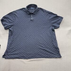Polo Ralph Lauren Polo Shirt Mens 2XL Navy Blue Diamond Microprint Classic Fit